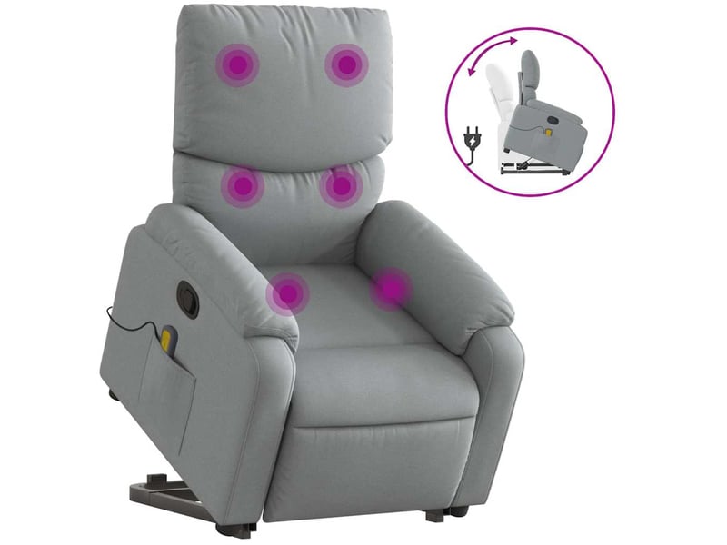  Fauteuil de massage inclinable, fauteuil relax gris clair tissu shl29384  - Conforama A