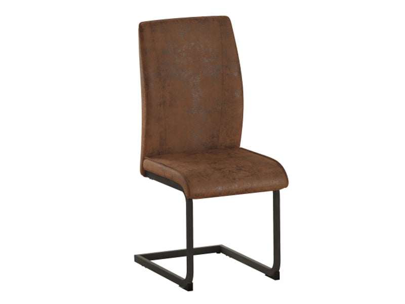 Ensemble de 2 chaises de salle à manger marron – tissu high-tech, design ergonomique et confortable, pieds métal noir - Conforama A