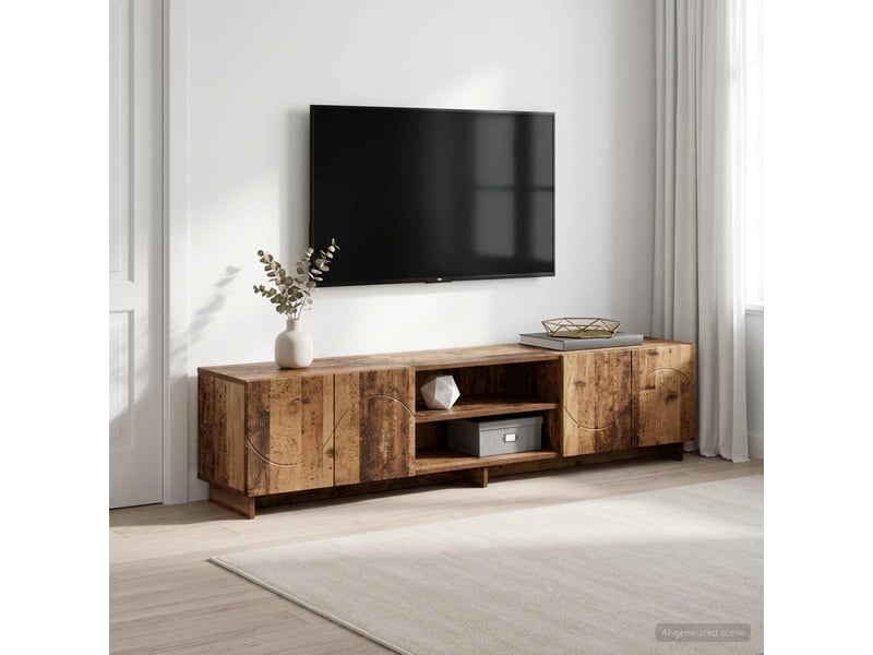  Meuble tv, banc tv 180x34,5x40 cm bois ancien bois d'ingénierie  - Conforama B