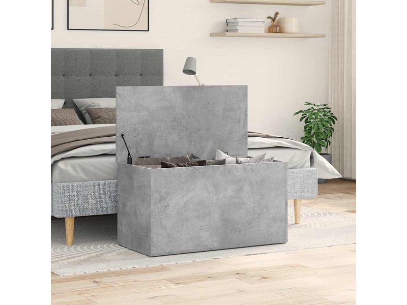  Coffre de rangement, boîte de rangement gris béton 84x42x46 cm bois d'ingénierie  - Conforama C