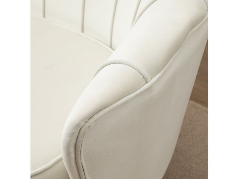 Canapé 2 places 130x77x77 cm aspect velours crème style vintage - Conforama E
