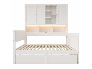 Lit avec rangement 140x200 cm <strong></strong> <strong></strong> coloris blanc