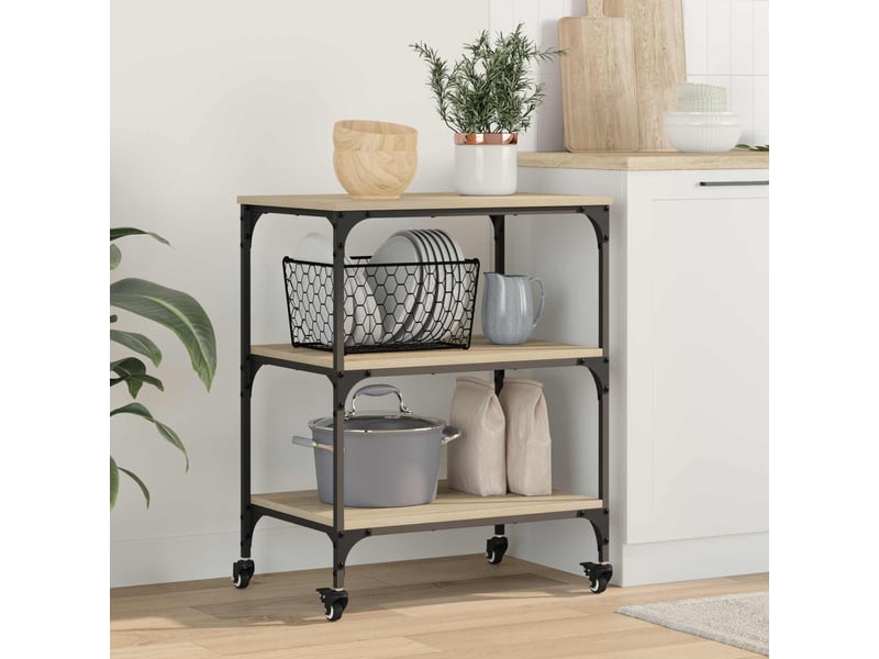  Desserte de cuisine, chariot de rangement chêne sonoma 60x41x76 cm  - Conforama B