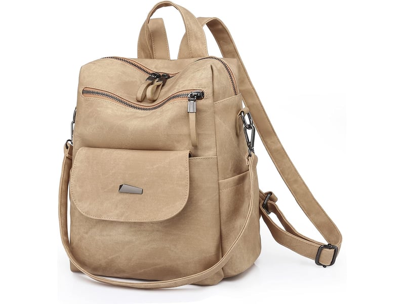  Sac à dos femme en cuir, petit format – imperméable, anti-vol, bandoulière pour ladies-kaki  - Conforama A