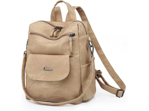 Sac à dos femme en cuir, petit format – imperméable, anti-vol, bandoulière pour ladies-kaki
