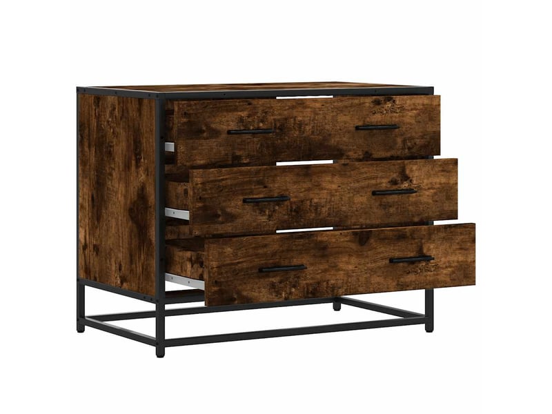  Commode chambre adulte, armoire à tiroirs chêne fumé 70x41x56 cm bois d'ingénierie  - Conforama E