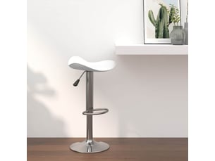 Tabouret de bar, chaise de bar blanc acier chromé et cuir artificiel