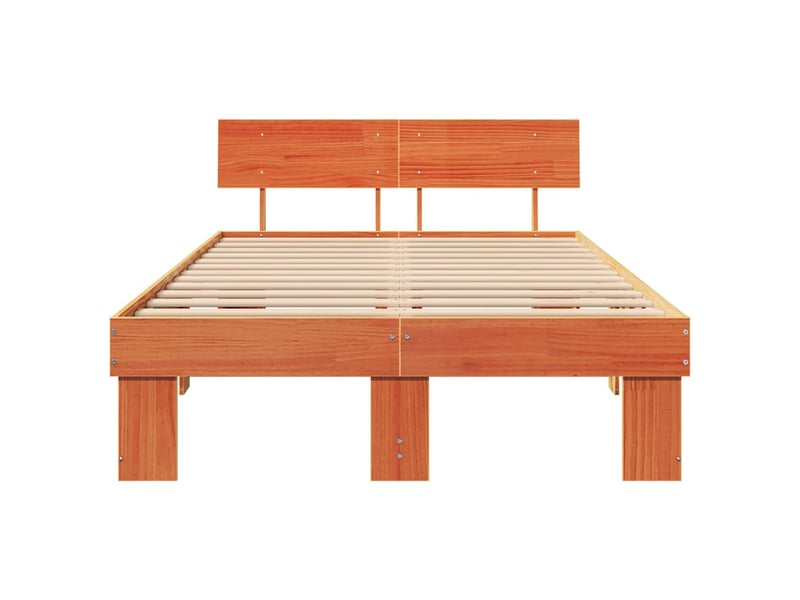Lit double- lit adulte - cadre de lit avec tête de lit brun 140 x 190 cm pin massif - Conforama D