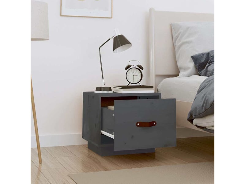  Table de chevet - cabinet de chevet - table de nuit gris 40x34x35 cm bois de pin solide  - Conforama B