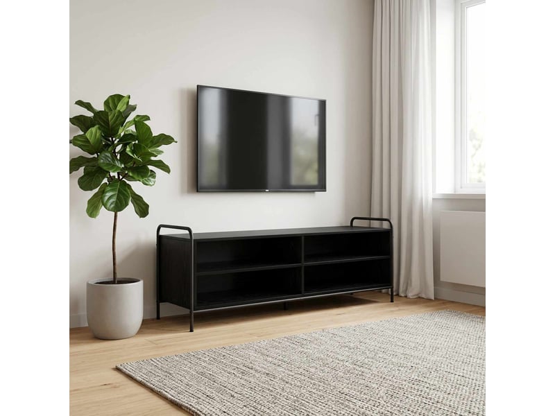  Meuble tv, banc tv 140x39,5x50 cm chêne noir bois d'ingénierie shl50364  - Conforama B