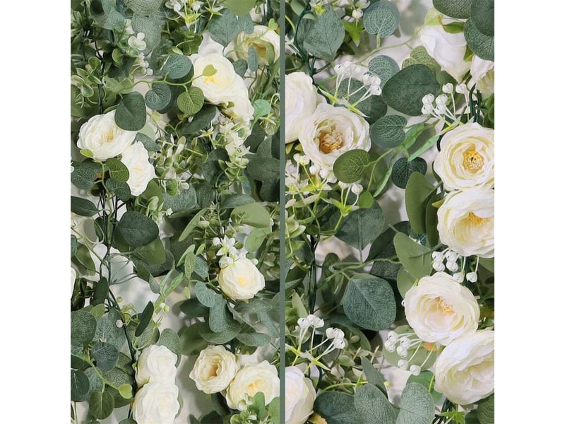 Lot de 4 guirlandes de fleurs artificielles, guirlandes de vigne de roses de mariage, guirlande d'eucalyptus, suspendue décoration de fête, champagne - Conforama C