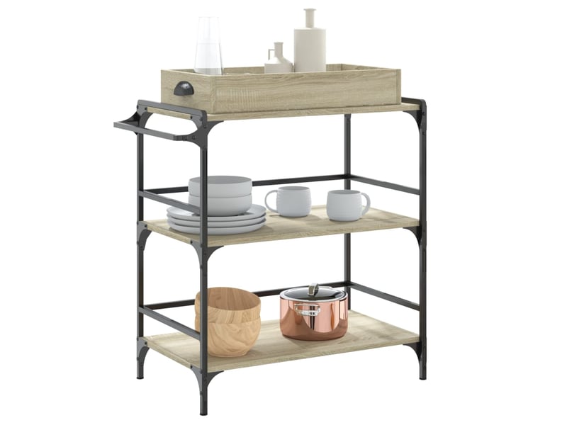  Desserte de cuisine, chariot de rangement chêne sonoma 81,5x41x92,5 cm bois ingénierie  - Conforama E