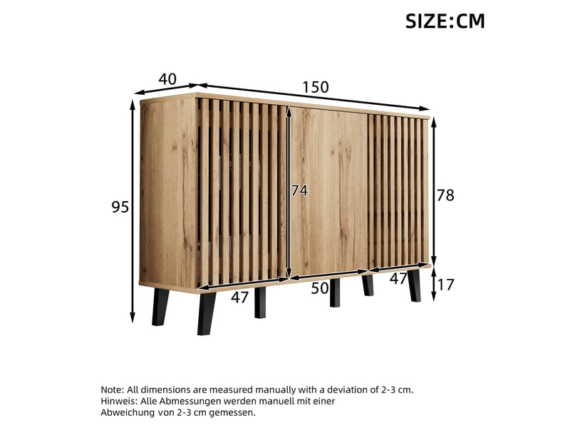 Ensemble meuble tv 180x40x55 cm et buffet 150x40x95 cm en panneaux de particules avec rangement coloris bois naturel chicfurn - Conforama C