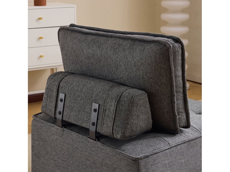  Canapé 1 place moderne 81x81x80 cm compact pour petits espaces gain de place confort ultra-doux lin gris foncé  - Conforama R