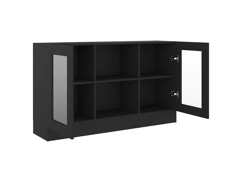  Buffet - armoire à vitrine noir 120x30,5x70 cm bois d'ingénierie  - Conforama D