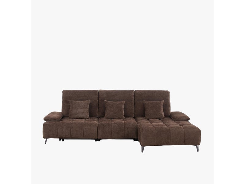 Canapé d'angle relax électrique en tissu matelassé marron - angle - Conforama A