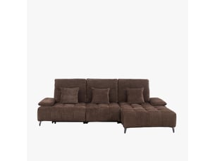 Canapé d'angle relax électrique en tissu matelassé marron - angle