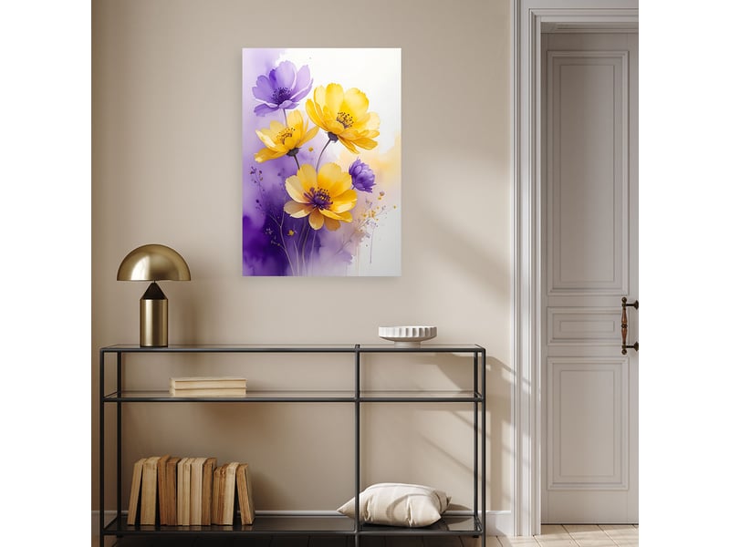 Image sur toile, fleurs violet jaune nature 20x30 1312615090 - Conforama B