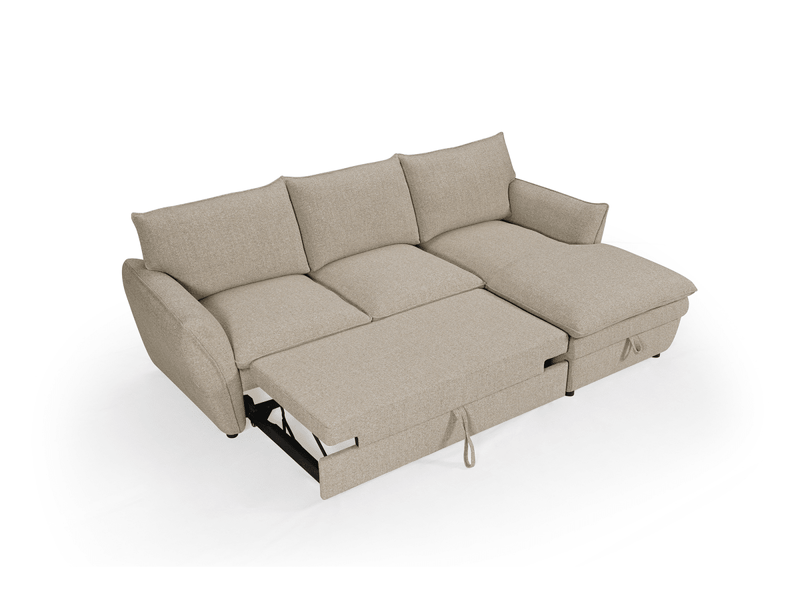 Canapé d'angle convertible avec coffre en tissu taupe capucine - angle droit SF772-2M-TAU - Conforama E