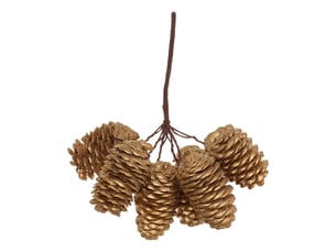 Suspension de sapin branche longue pomme de pin dorée 13 cm