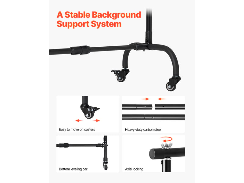 Vevor support toile fond 213x300 cm, acier, mobile avec roulettes. - Conforama D