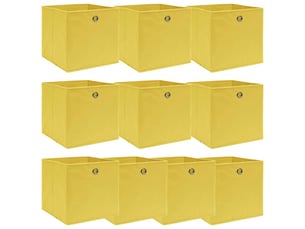 Boîtes de rangement 10 pcs jaune 32x32x32 cm tissu