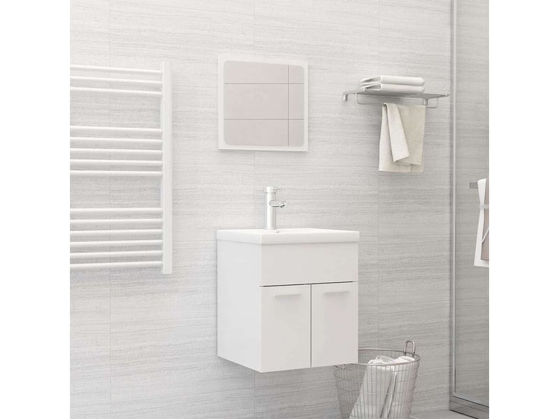 Ensemble de meubles de salle de bain blanc brillant aggloméré cf63902 - Conforama B