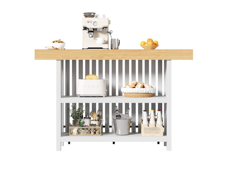  Table de bar 160x40x105 cm avec étagères et repose-pieds blanche  - Conforama A