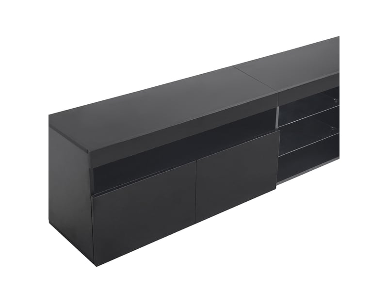  Meuble tv noir brillant 180 cm avec éclairage led 3 portes  - Conforama E