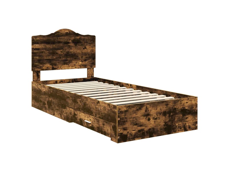 Lit simple- lit adulte - cadre de lit chêne fumé 70 x 190 cm bois d'ingénierie - Conforama C
