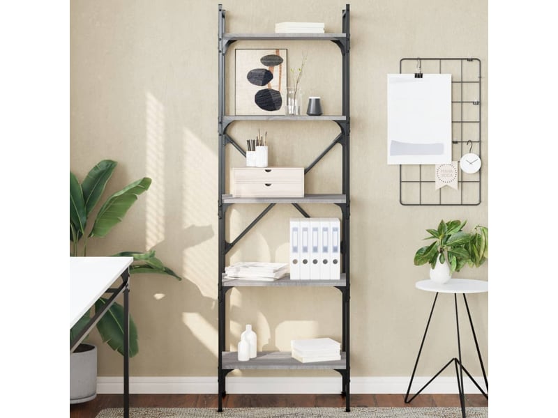  Bibliothèque à 5 niveaux, armoire à livres sonoma gris 56x31,5x174 cm  - Conforama B