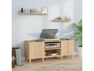 Meuble à disques chêne sonoma 121x38x48 cm bois d'ingénierie