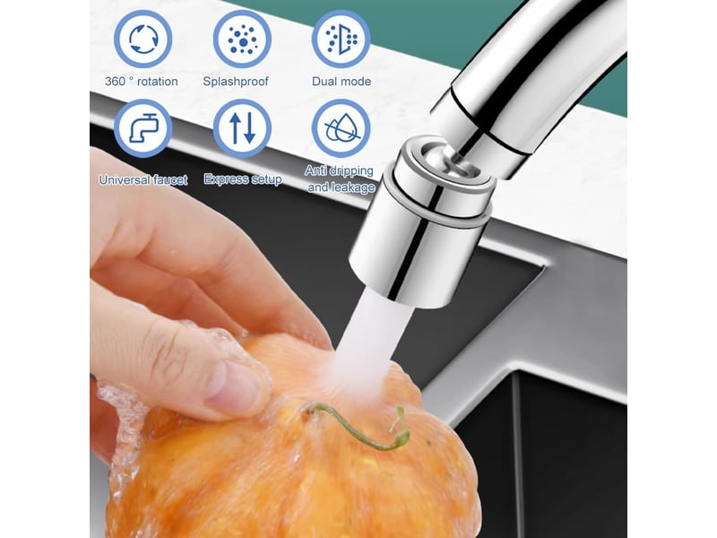 Aérateurs de robinet rotatifs 360°, aérateur de robinet économiseur d'eau avec 2 modes, buse de robinet de cuisine réglable, filtre à bulles  - Conforama B