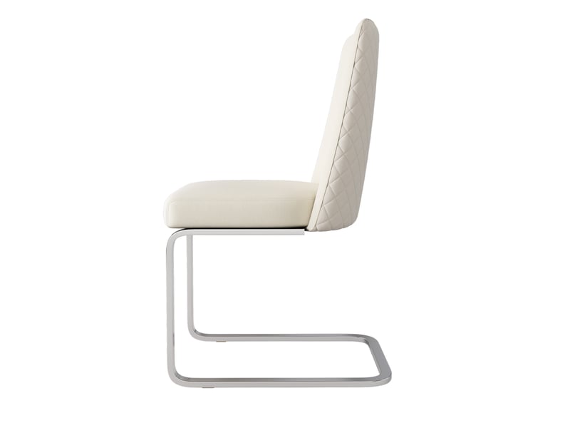  Lot de 4 chaises cantilever de salle à manger en velours avec conception de diamant et pieds en métal argenté,beige chaise beige - Conforama D