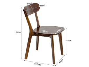 Lot de 2 chaises de salle à manger noyer - chaises de cuisine en massif style mid-century avec dossier incurvé