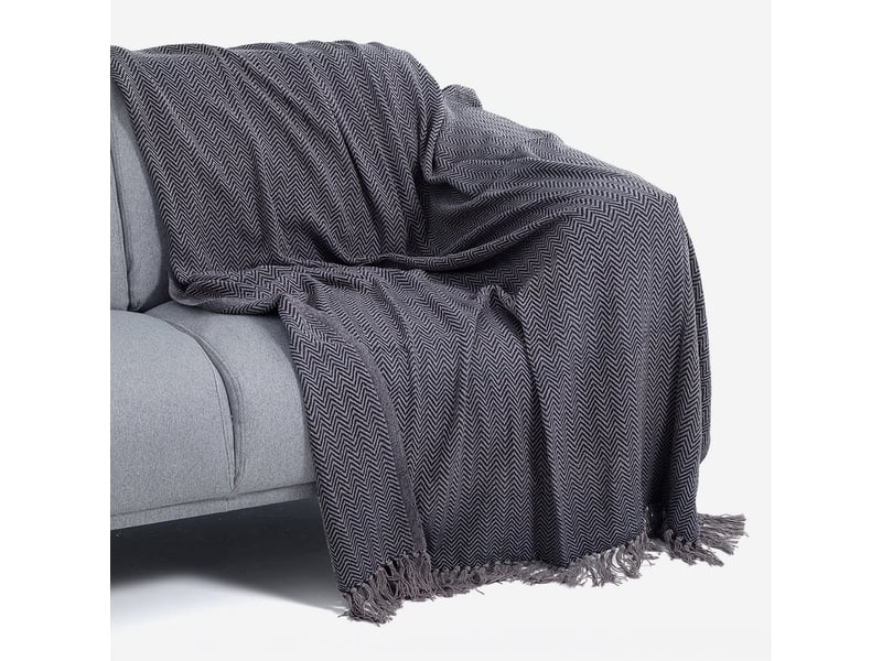  Plaid déco en coton hip - bleu  - Conforama C
