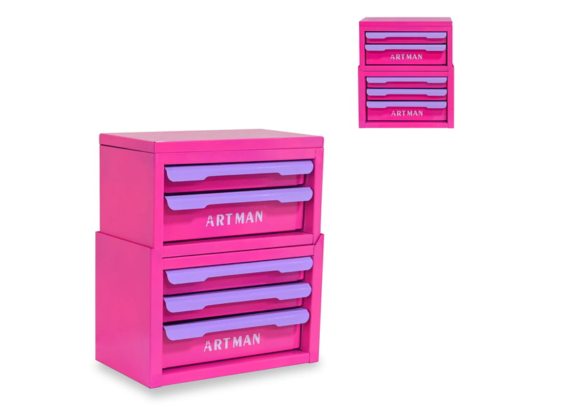  Organisateur de maquillage en acier 5 tiroirs violet et rose 28.5 x 15.8 x 32 cm W3655P451450 - Conforama A