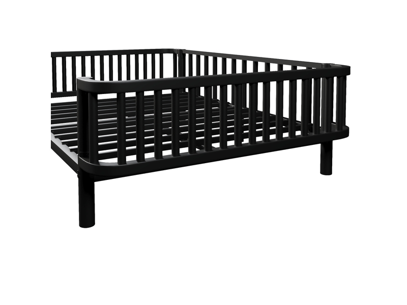  Lit banquette 140x200 cm – noir – structure en acier avec sommier à lattes renforcé – sans matelas  - Conforama E