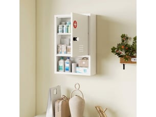 Armoire à pharmacie murale blanche, 3 niveaux, verrouillable par code et clé, rangement sécurisé