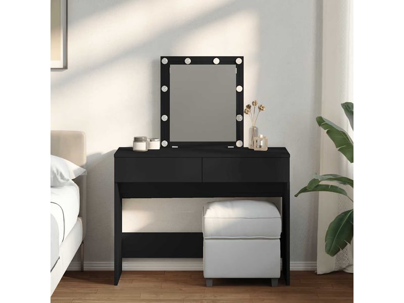  Coiffeuse, table de maquillage avec led noir 100x40x130 cm shl32165  - Conforama B