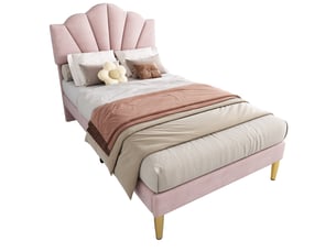 Lit simple 90x200 cm <strong>MERAX</strong> <strong>lit enfant rose</strong> coloris rose