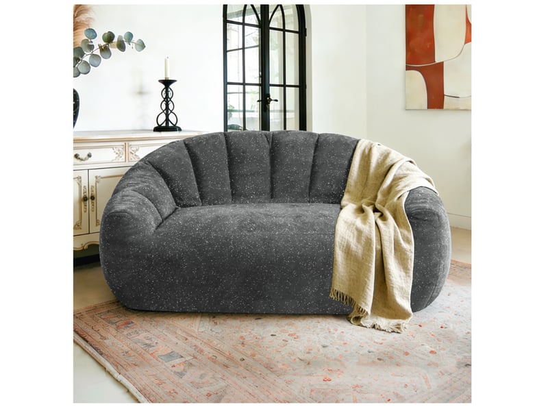  Fauteuil pouf 1 place gris en tissu flanelle, design patte d'ours, 140x98x61 cm pour salon  - Conforama B