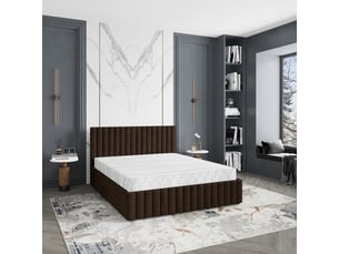 Lit coffre 200x200 cm <strong>MASSENO</strong> <strong></strong> coloris marron