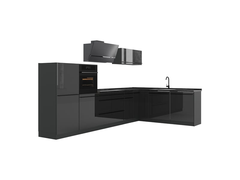  Vicco cuisine en angle, anthracite haute brillanceanthracite, 347 x cm sans plan de travail  - Conforama A