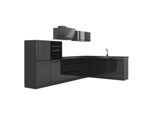 Vicco cuisine en angle, anthracite haute brillanceanthracite, 347 x cm sans plan de travail