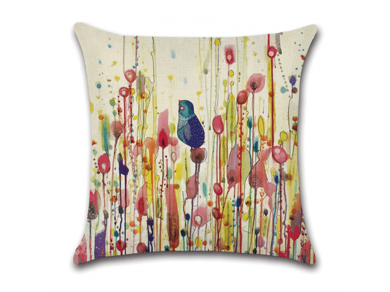  Lot de 4 housse de coussin - 45 x 45 cm, lot de 4 housses de coussin en lin, décorations fleur oiseau de vie pour canapé, jardin extérieur, lit, canapé, voiture, blanc  - Conforama B