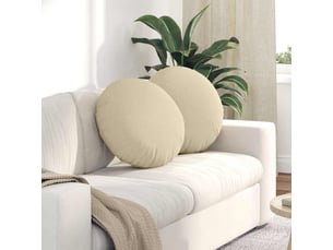 Lot de 2 coussins de siège, coussins décoratifs tissu crème ø50 x 19 cm cf59783