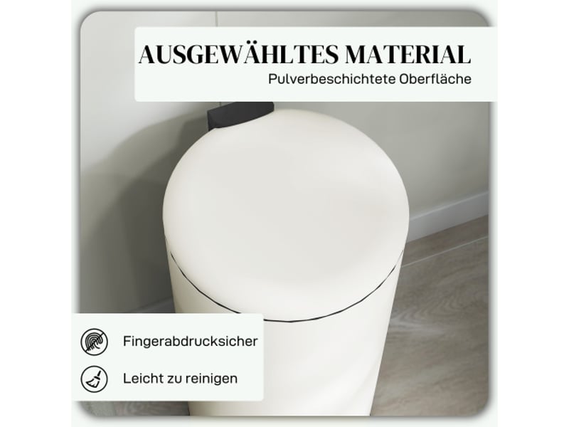  Poubelle à pédale 30 l en métal avec couvercle et bac intérieur, 36x30x63,5 cm  - Conforama E