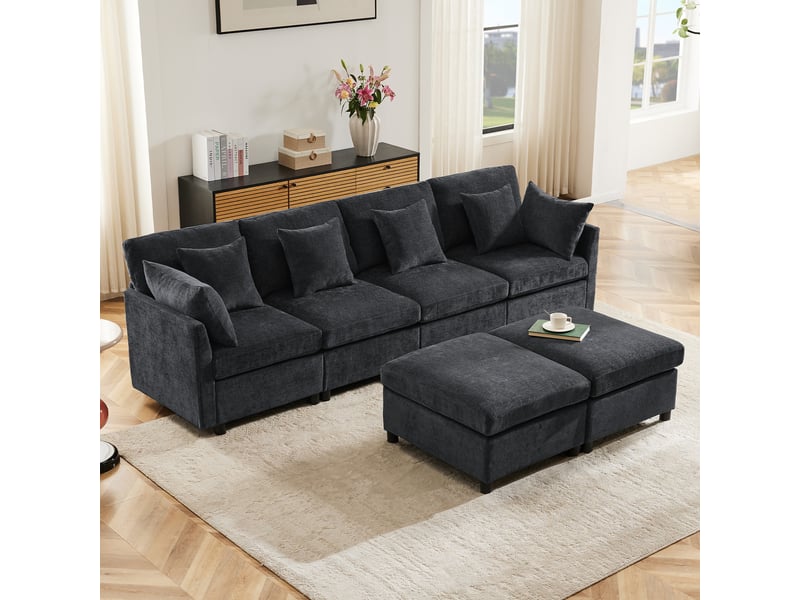  Canapé convertible, canapé-lit, en tissu chenille, design moderne, pour salon et séjour, adapté à l'espace de vie  - Conforama E
