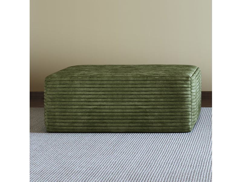  Pouf rectangulaire 95 x 70 x 40 cm en velours côtelé vert  - Conforama C
